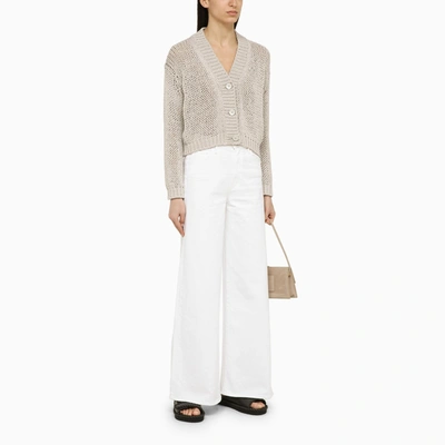 Shop Roberto Collina Pearl Coloured Knitted Cardigan In Cotton Blend