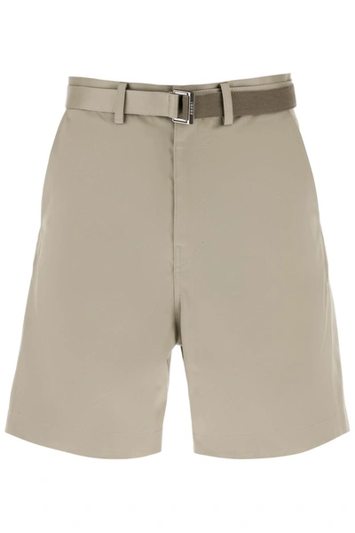 Shop Sacai Cotton Belted Shorts