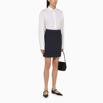 Shop Thom Browne Navy Blue Cotton Blend Skirt