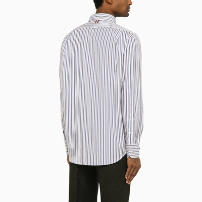 Shop Thom Browne Navy/white Striped Poplin Shirt
