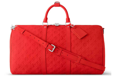 Pre-owned Louis Vuitton Keepall Bandouliere 50 Taurillon Colormania Red