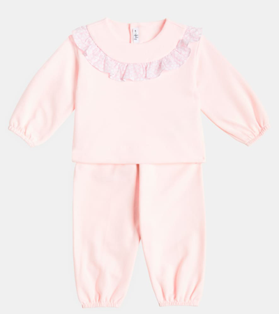 Shop Il Gufo Baby Cotton Sweatshirt And Sweatpants Set In Pink