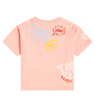 Shop Kenzo Baby Printed Cotton-blend T-shirt In Neutrals