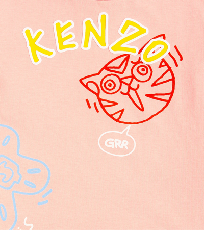 Kenzo Baby Printed Cotton-blend T-shirt In Neutrals