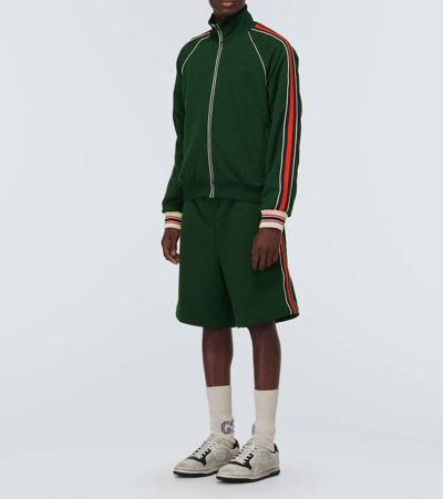 Shop Gucci Gg Jacquard Jersey Jacket In Green