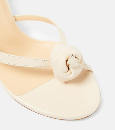 Shop Magda Butrym Floral-appliqué Leather Wedge Sandals In Beige