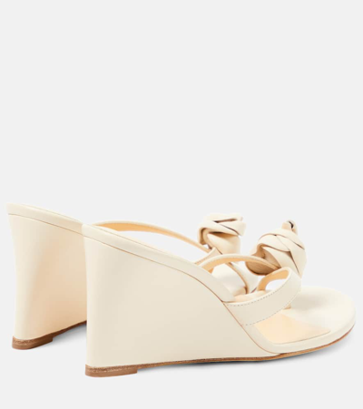 Shop Magda Butrym Floral-appliqué Leather Wedge Sandals In Beige