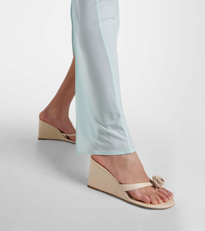 Magda Butrym Floral-appliqué Leather Wedge Sandals In Beige