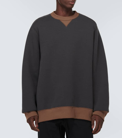 Shop Sacai Sponge Cotton-blend Sweatshirt In Grey