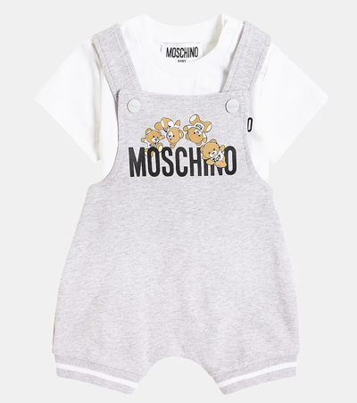 Shop Moschino Baby Logo T-shirt And Overalls In Multicoloured