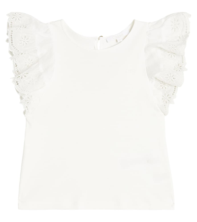 Shop Chloé Embroidered Cotton Top In White