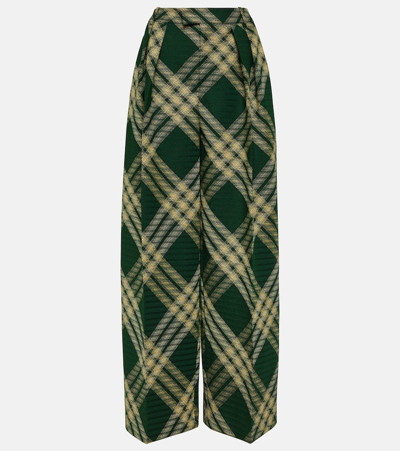 Shop Burberry Checked Wool Twill Wide-leg Pants In Multicoloured