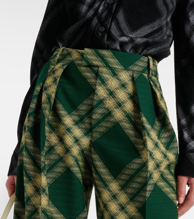 Shop Burberry Checked Wool Twill Wide-leg Pants In Multicoloured