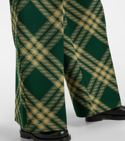 Shop Burberry Checked Wool Twill Wide-leg Pants In Multicoloured