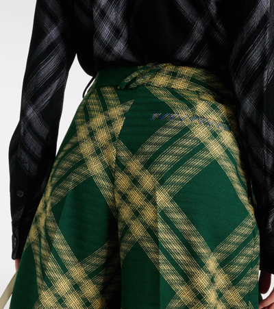 Shop Burberry Checked Wool Twill Wide-leg Pants In Multicoloured