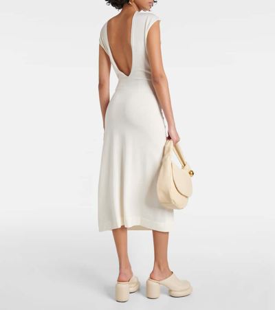 Jil Sander Virgin Wool Wrap Dress In Beige