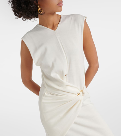 Jil Sander Virgin Wool Wrap Dress In Beige