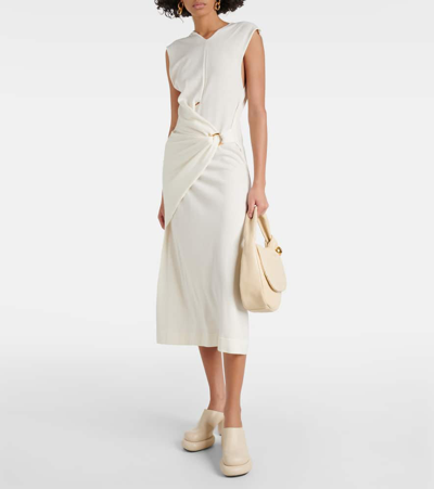 Jil Sander Virgin Wool Wrap Dress In Beige