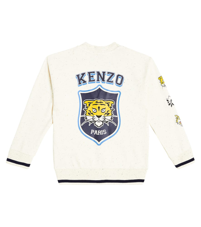 Shop Kenzo Embroidered Cotton-blend Cardigan In Neutrals