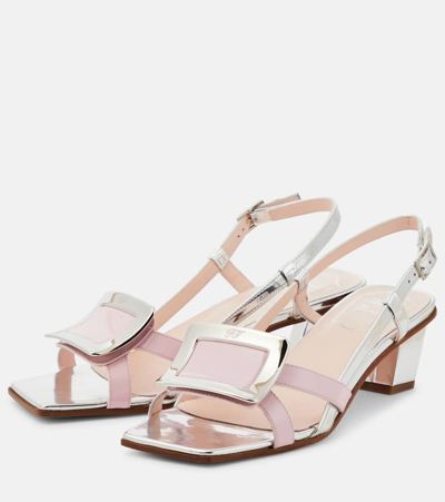 Shop Roger Vivier Belle Vivier 45 Patent Leather Sandals In Multicoloured