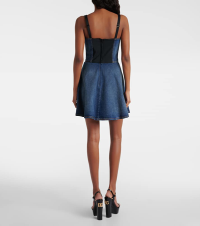 Shop Dolce & Gabbana Corset Denim Minidress In Blue