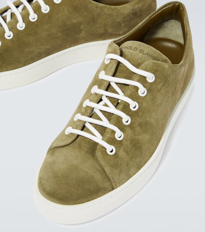 Shop Manolo Blahnik Semanado Suede Sneakers In Beige