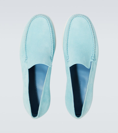 Shop Manolo Blahnik Monaco Suede Loafers In Blue