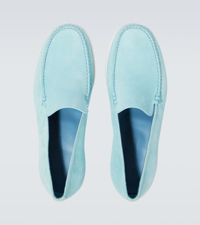 Manolo Blahnik Monaco Suede Loafers In Blue