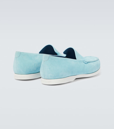 Manolo Blahnik Monaco Suede Loafers In Blue
