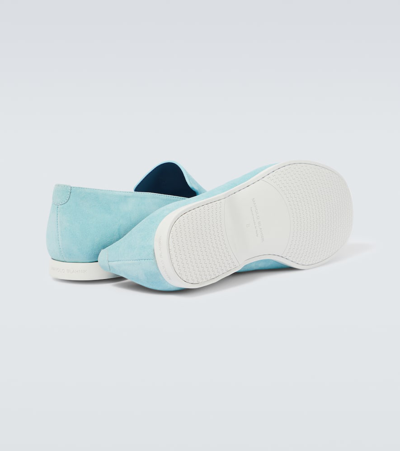 Manolo Blahnik Monaco Suede Loafers In Blue