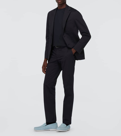 Manolo Blahnik Monaco Suede Loafers In Blue