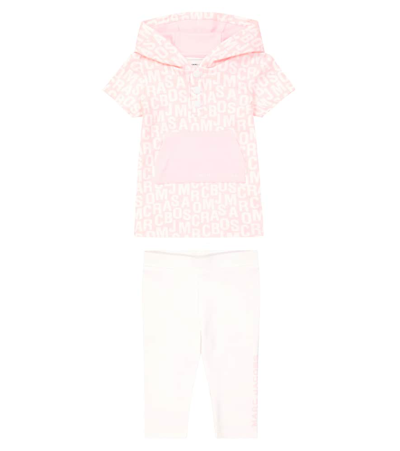 Marc Jacobs Baby Logo Cotton Hoodie And Leggings Set In Multicoloured
