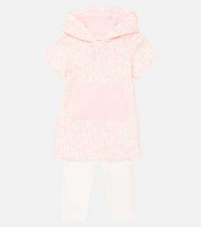 Marc Jacobs Baby Logo Cotton Hoodie And Leggings Set In Multicoloured