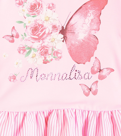 Shop Monnalisa Printed Cotton-blend Jersey Dress In Pink