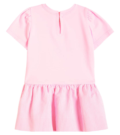 Shop Monnalisa Printed Cotton-blend Jersey Dress In Pink