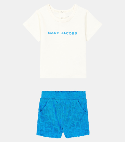 Shop Marc Jacobs Baby Logo T-shirt And Shorts Set In Electric Blue