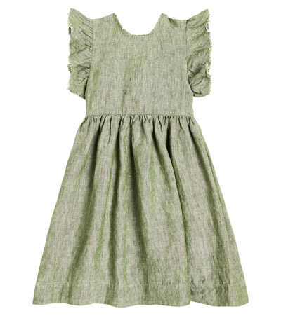 Il Gufo Linen Dress In Sage Green