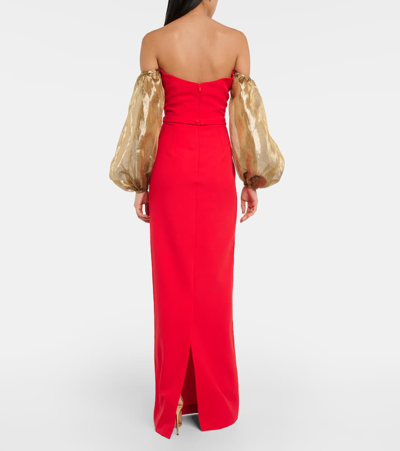 Shop Safiyaa Auriel Off-shoulder Crêpe Gown In Cherry Red