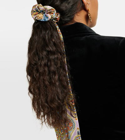 Shop Etro Printed Silk Scrunchie In Multicolour