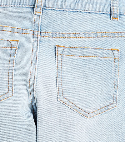 Shop Chloé Kids Logo Wide-leg Jeans In Blue