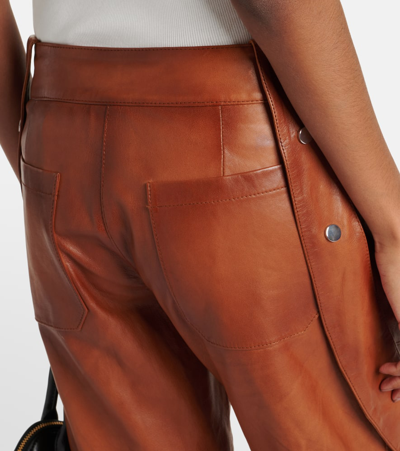 Blumarine Leather Cargo Pants In Camoscio