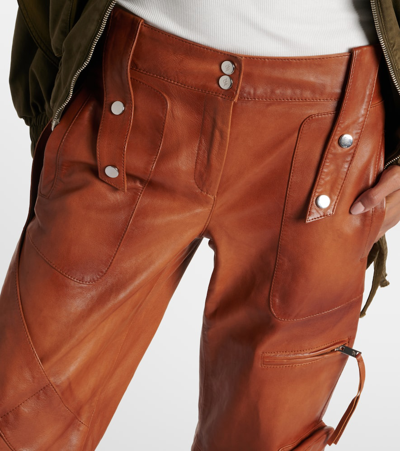 Shop Blumarine Leather Cargo Pants In Camoscio