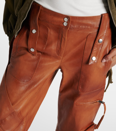 Blumarine Leather Cargo Pants In Camoscio