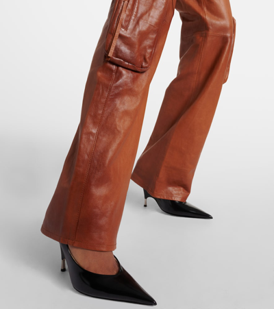 Blumarine Leather Cargo Pants In Camoscio