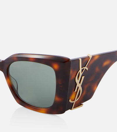 Saint Laurent M119 Sunglasses In Havana-havana-green