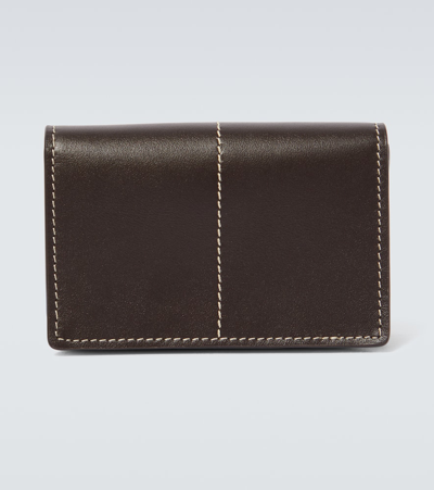 Shop Tod's Leather Card Holder In Tabacco Scuro