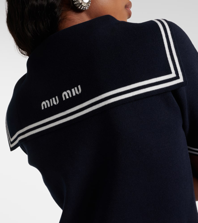 Miu Miu Cotton-blend Minidress In Blue