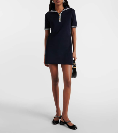 Miu Miu Cotton-blend Minidress In Blue