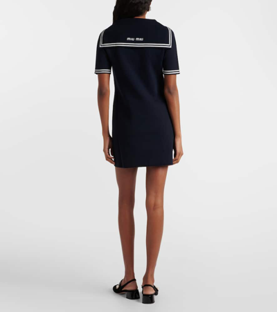 Miu Miu Cotton-blend Minidress In Blue