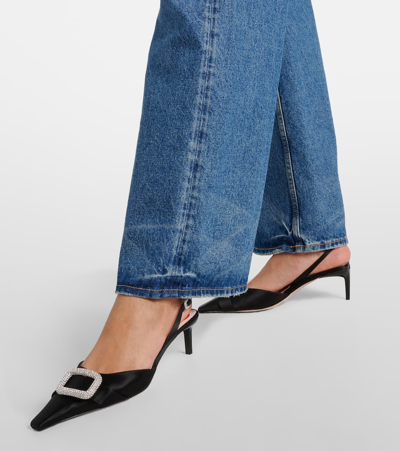 Roger Vivier 55mm Dorsay Satin Slingback Pumps In Nero